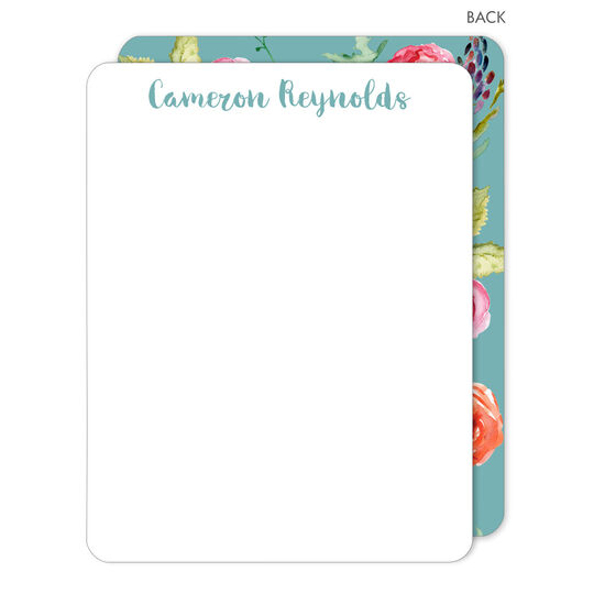 Blue Floral Bunch Flat Note Cards